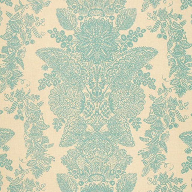 Sample - Schumacher Lace Fabric in Aqua For Sale