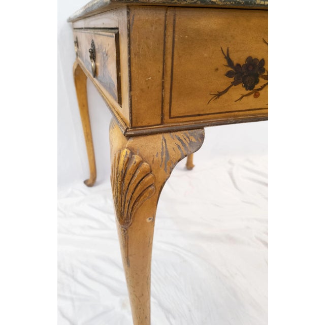 19th Century Queen Anne Style Chinoiserie Polychrome Writing Desk For Sale - Image 11 of 13