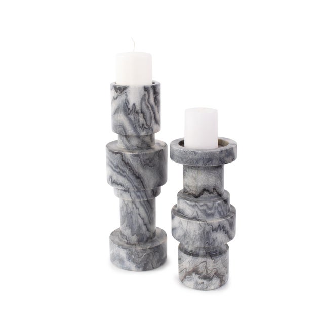 2020s Modern Clarinda Marble Candle Holder- Short For Sale - Image 5 of 9