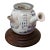 Antique Japanese Kyushu Side-Handle Porcelain Teapot/ Shanshui Scene and Calligraphy Surguch Stamp Wood Base For Sale
