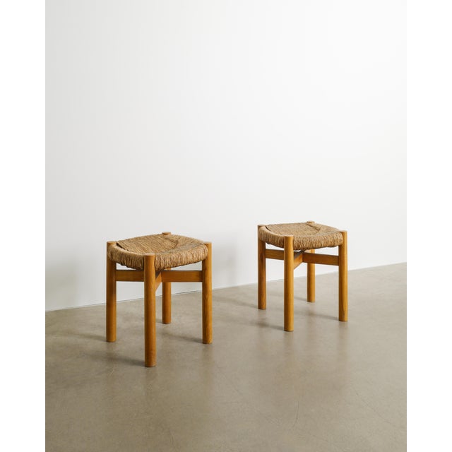 Charlotte Perriand Mid-Century Modern French Wooden Meribel Stools by Charlotte Perriand, 1960s, Set of 2 For Sale - Image 4 of 5