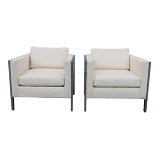 C1970's Ultra Modern All Metal Framed Club/ Lounge Chairs - Original - a Pair For Sale