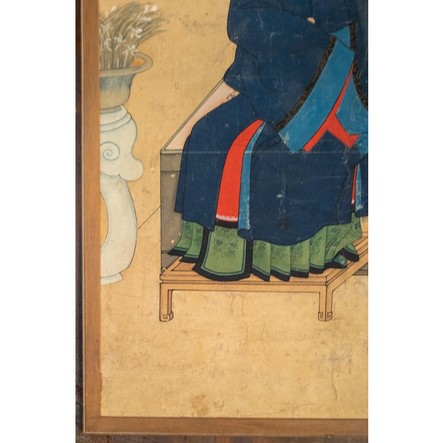 Paper 19th Century Large Chinese Ancestor Portrait Painting on Paper For Sale - Image 7 of 14