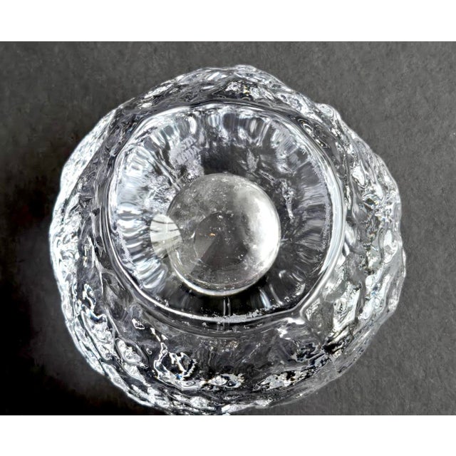 Transparent 1970s Kosta Boda Large Snowball Crystal Candle Holder Designed by Ann Wolff For Sale - Image 8 of 10