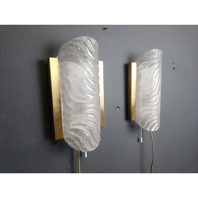 Glass and Brass Wall Sconces from Fischer Leuchten, 1960s, Set of 2 For Sale - Image 11 of 12
