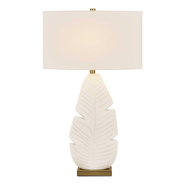 Palm Leaf White Table Lamp For Sale
