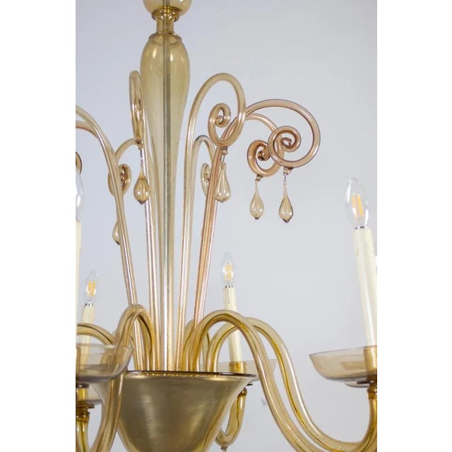 1950s Amber Hand Blown Glass Chandelier by Venini, 1950s For Sale - Image 5 of 13