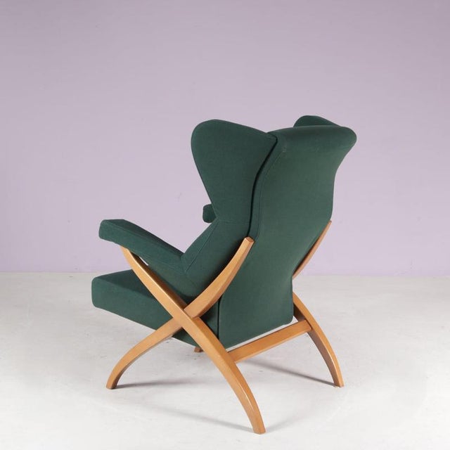 Wood Vintage Italian Fiorenza High Back Easy Chair by Franco Albini for Arflex, 1980s For Sale - Image 7 of 13