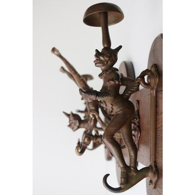 Victorian Oak Wall Coat Rack with Cast Iron, 1890s For Sale - Image 10 of 16