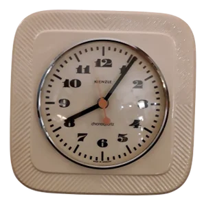 Vintage German Wall Clock in Ceramic, Chromed Metal Ring & Glass from Kienzle, 1970s