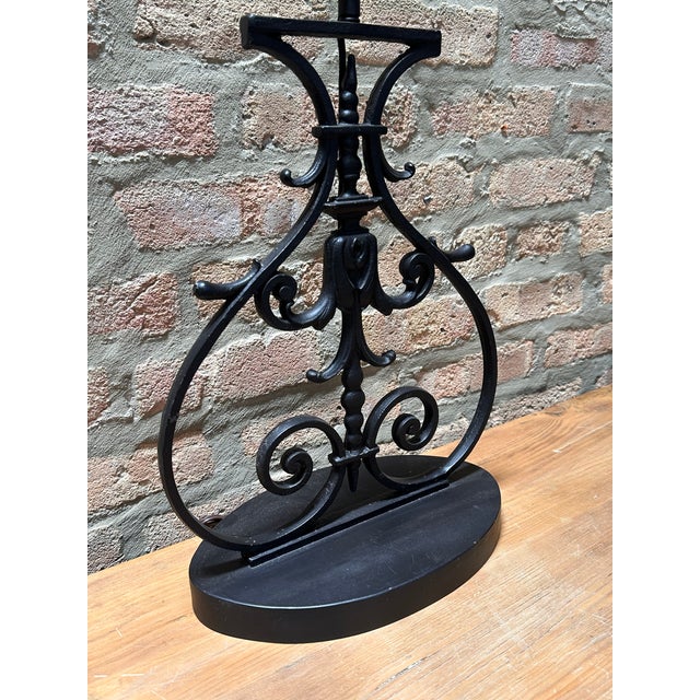 French French Architectural Wrought Iron Fence Made Into Lamp, Circa 1880 For Sale - Image 3 of 12