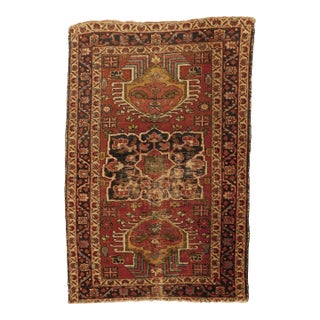 1930s Antique Hand Knotted Persian Karaja Accent Rug 2'10"x 4'4" For Sale