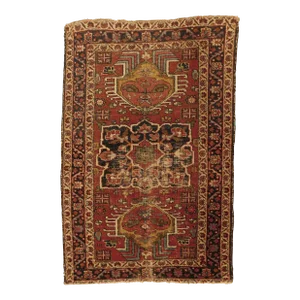 1930s Antique Hand Knotted Persian Karaja Accent Rug 2'10"x 4'4"