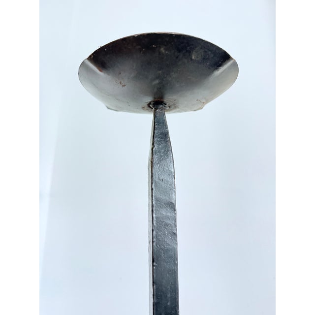 Black Antique, Gothic Revival, Wrought Iron Floor Candlestand / Torchere For Sale - Image 8 of 10