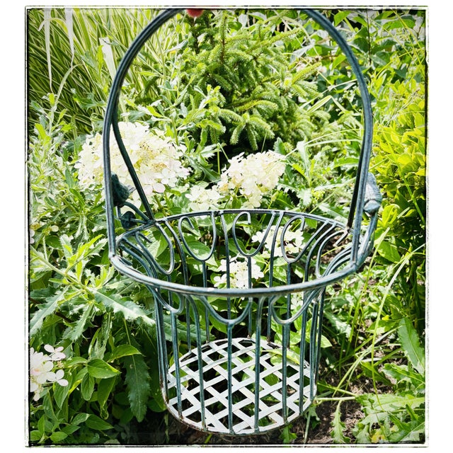 Garden Basket - Planter Vintage Verdigris Iron With Birds For Sale - Image 4 of 12