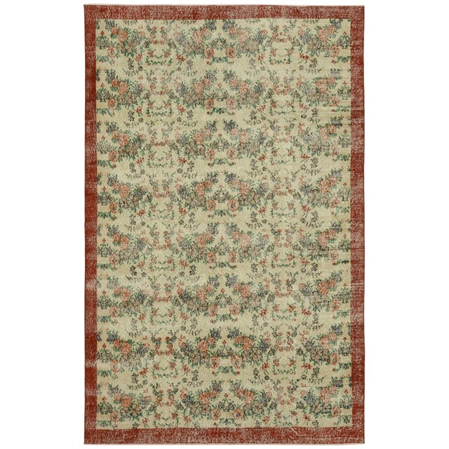 Textile Vintage Turkish Beige Area Rug For Sale - Image 7 of 7