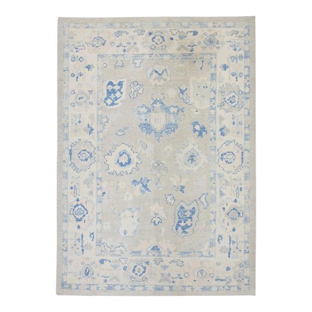 Modern Turkish Oushak Rug 6'1" x 8'9" For Sale