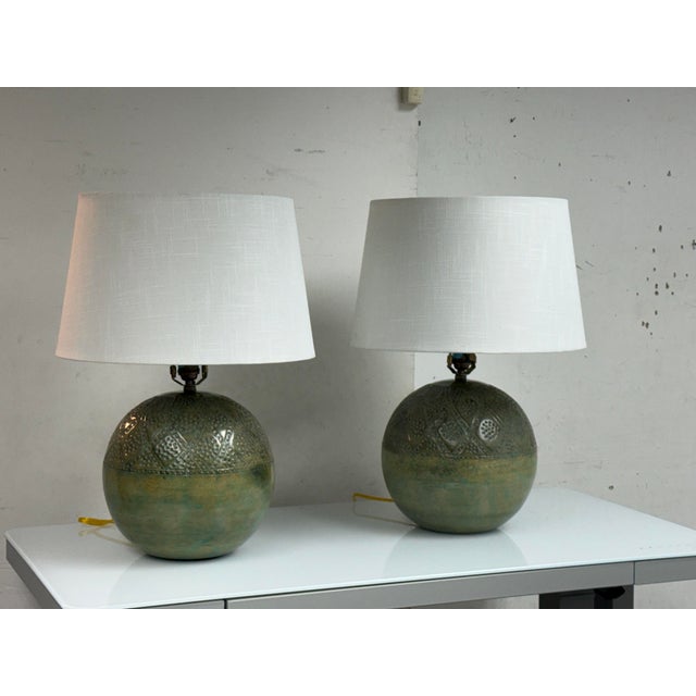 Moroccan Revival Ceramic Table Lamps, Pair For Sale - Image 4 of 12