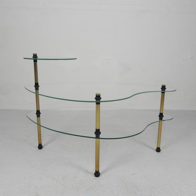 Kidney Shaped Etagere with Three Glass Plates, 1950s For Sale - Image 3 of 15