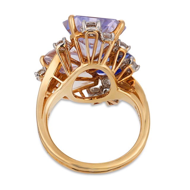 1960s Oscar Heyman Gia Ceylon No Heat Sapphire Diamond 18k Gold Cocktail Ring, Size 7.75 For Sale In Los Angeles - Image 6 of 8