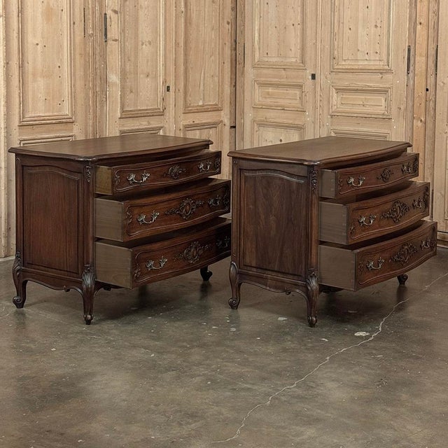 Pair Antique French Louis XV Walnut Commodes ~ Chests of Drawers For Sale - Image 14 of 17