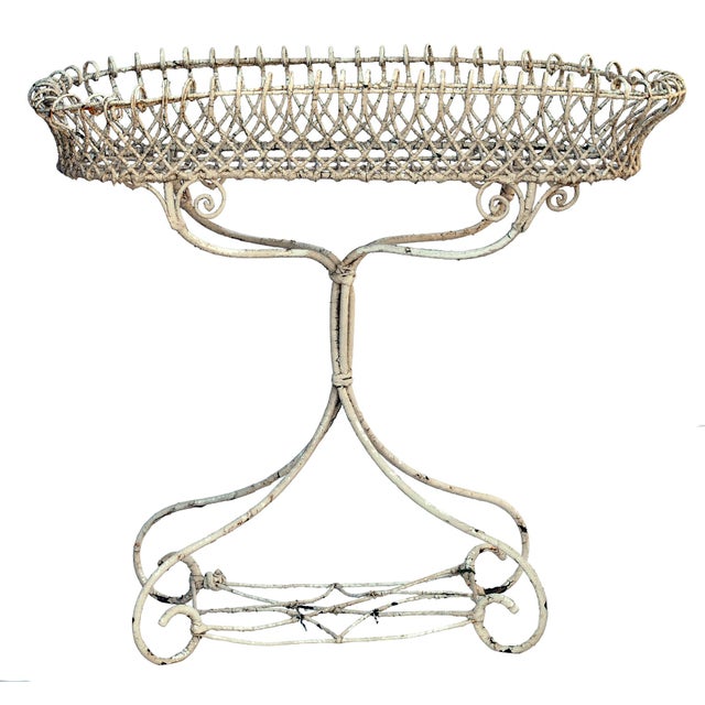 A Whimsical 19th Century, Antique Victorian Wire Garden Planter Stand with Great Character. Just Add Flowers For Maximum...
