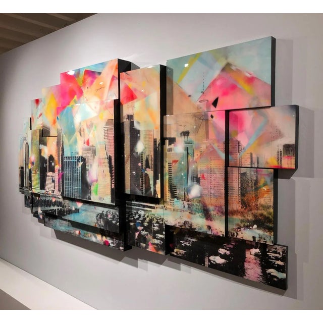 Junto Al Muelle, Hand-Painted Photograph Installation W Resin, Urban Water Scene 2017 For Sale - Image 13 of 15