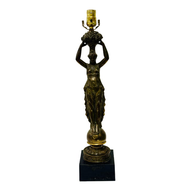Vintage Figural Table Lamp in Bronze For Sale