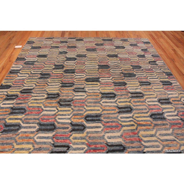 2020s Richly Colored Artistic Geometric Pattern Modern Room Size Rug For Sale - Image 5 of 5