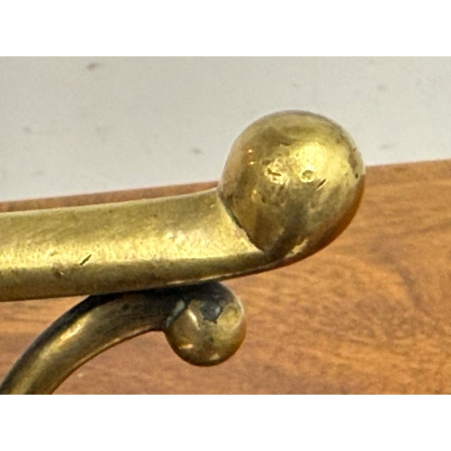 Metal Antique Heavy Casted Iron + Brass Fire Dogs, Pair For Sale - Image 7 of 12