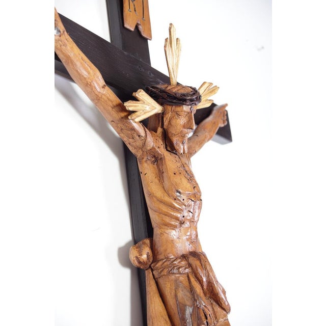 Late 19th Century Linden Wood Carved Crucifix, Bohemia, 1800s For Sale - Image 3 of 15