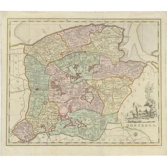 Mid 18th Century Antique Map of Oostergo by Tirion, 1744 For Sale - Image 5 of 5