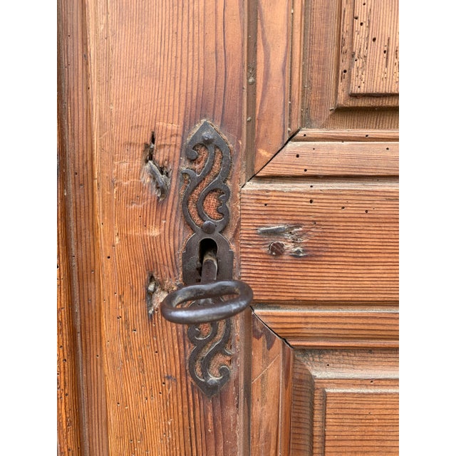 Brown 18th C Antique French Pine Armoire Doors - A Pair For Sale - Image 8 of 13