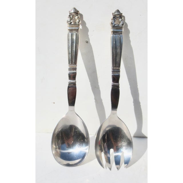 Georg Jensen Acorn Pattern servers. Sterling Silver weight is 8.5 ozs. The measurements are 10.2" long and 2.5" wide at...