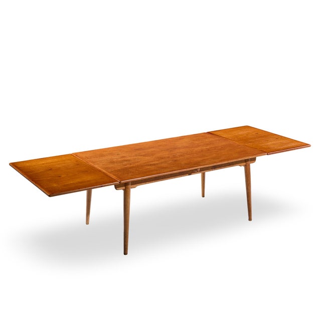 Hans J. Wegner for Andreas Tuck at-312 Mid Century Danish Teak and Oak Hidden Leaf Dining Table For Sale - Image 10 of 10