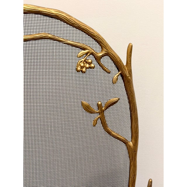 Anthropologie Sculptural Brass Bird Fireplace Screen – Decorative Branch Motif Fire Guard For Sale - Image 4 of 7