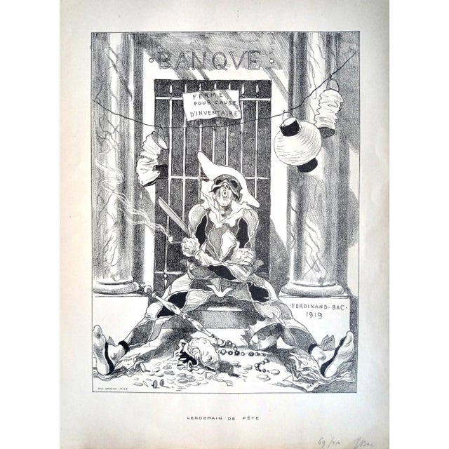 Ferdinand Bac, Lendemain de la Fête/Praise of Foly, Lithograph, 1919 For Sale
