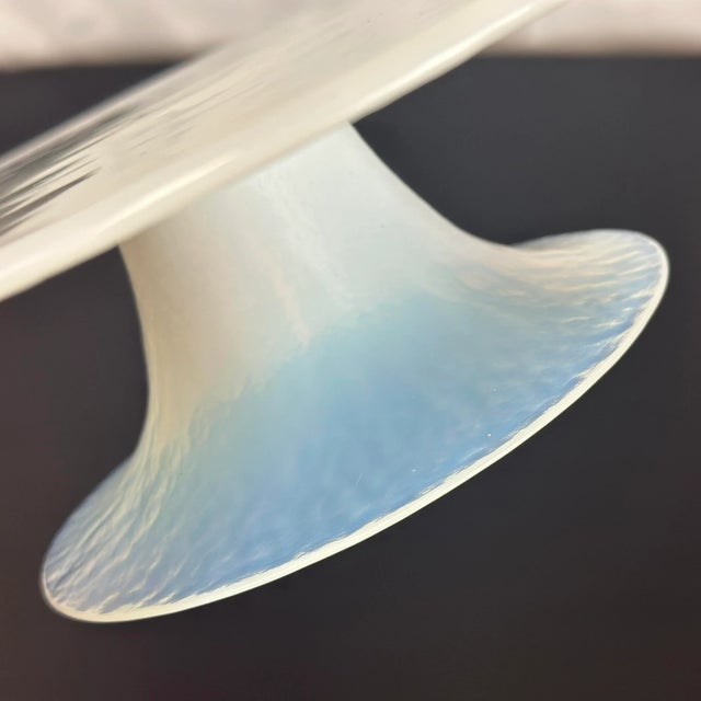 Contemporary Crate & Barrel Orchid White Collection Opalescent Glass Cake Stand Plate For Sale - Image 3 of 8