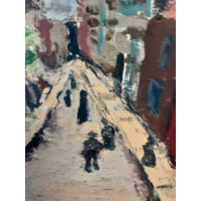Vintage Framed Oil Painting of a Town Square For Sale - Image 4 of 8