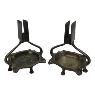 Ashtray with Match in Metal andl Silver from Wellner, 1950s, Set of 2 For Sale