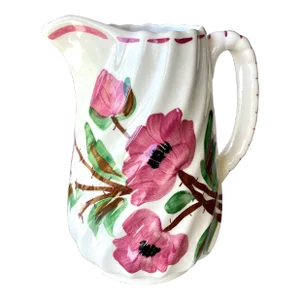 Circa 1930 Blue Ridge Southern Potteries “Tralee Rose” Aka "Oriental Poppy" Spiral Pitcher