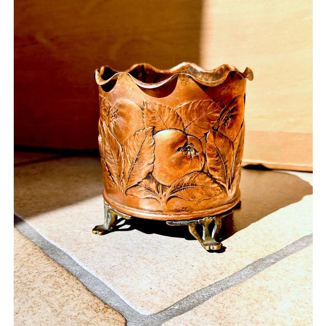 Antique Art Nouveau Sculptural Wine Bottle Holder in Copper & Brass from Carl Deffner, Germany, 1900s For Sale - Image 10 of 13