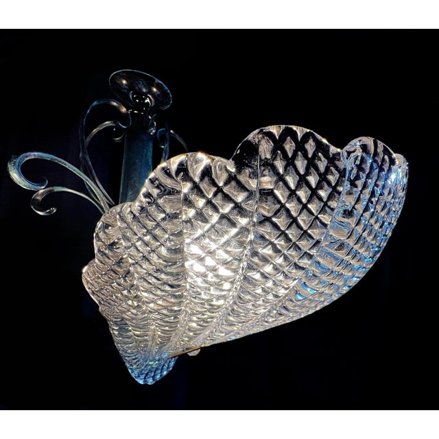 Italian Murano Chandelier Five Leaves with Golden Details, 1990s For Sale - Image 8 of 14