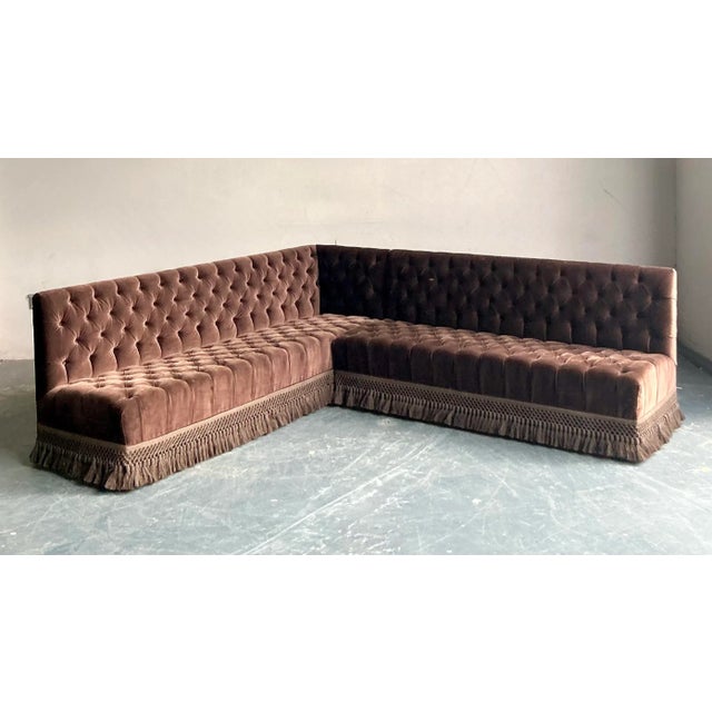 Early 21st Century Vintage Boho Custom Schumacher Velvet Tufted Sectional For Sale - Image 5 of 13