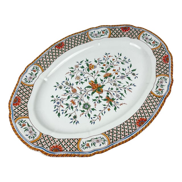 Large Vintage Oval Platter from Gien, 1990 For Sale