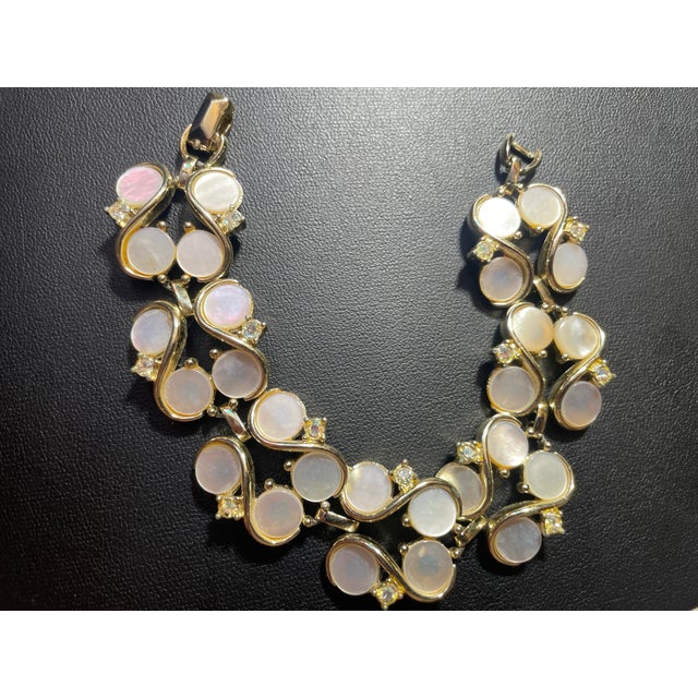 MCM Lisner Mother-of-Pearl Bracelet Multi-Tiered Structural Design Rhinstone Accent For Sale In South Bend - Image 6 of 6