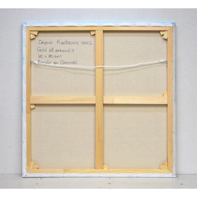 Textile Early 21st Century Gold All Around. Modern Original Hand Painting. For Sale - Image 7 of 11