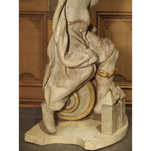 Antique Carved and Painted Statue of St. Florian. Austria, Circa 1700 For Sale - Image 9 of 13