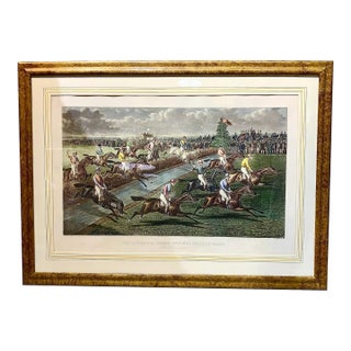19th Century Charles Hunt Equestrian Racing Print, “The Water-Jump”, Framed For Sale