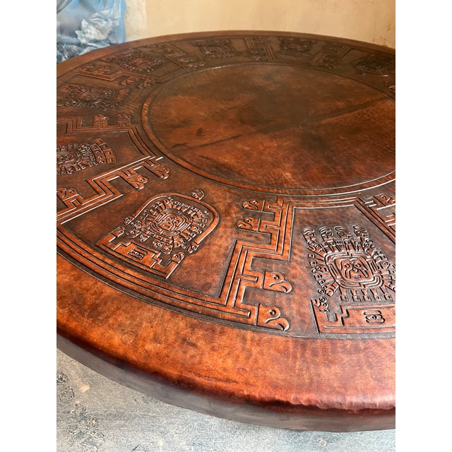 Brown Leather and Wood Coffee Table by Angel Pazmiño, Ecuador, 1960s For Sale - Image 8 of 16